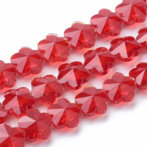 Transparent Glass Beads, Faceted Flower, Red, 10x10mm Transparent Glass Beads, Faceted Flower, Red, 10x10mm