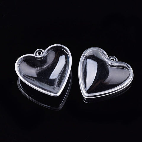 Transparent Plastic Christmas Bauble Pendants, Heart, 37x40mm Transparent Plastic Christmas Bauble Pendants, Heart, 37x40mm