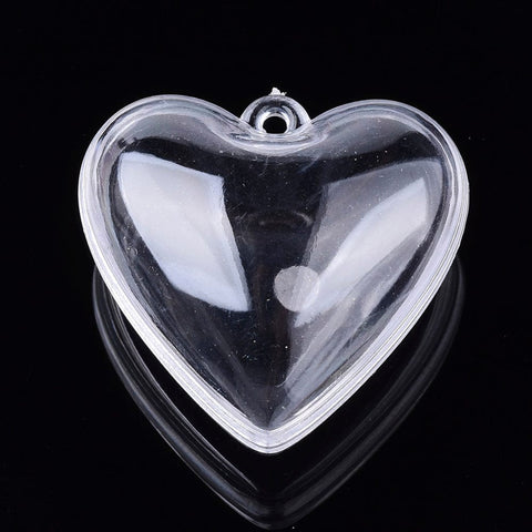 Transparent Plastic Christmas Bauble Pendants, Heart, 37x40mm Transparent Plastic Christmas Bauble Pendants, Heart, 37x40mm