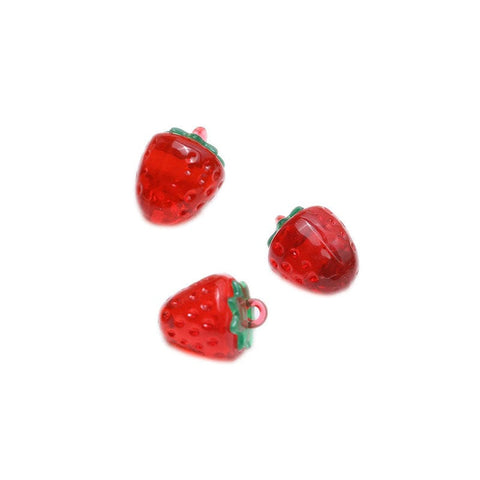 STRAWBERRY Transparent Resin Fruit Pendants Transparent Resin Fruit Pendants