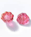VIOLET RED Transparent Spray Painted Glass Bead Caps, with Glitter Powder, Lotus Pod, 11x10.5mm Transparent Spray Painted Glass Bead Caps, with Glitter Powder, Lotus Pod, 11x10.5mm