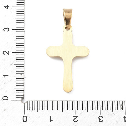 Two-Tone Stainless Steel Cross Pendant with Snap-On Bail – 29mm Two-Tone Stainless Steel Cross Pendant 29mm | BalzarCrafts