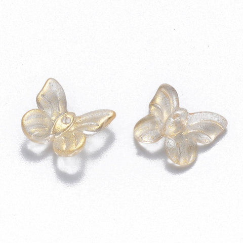 CLEAR (ONE TONE) Two Tone Transparent Spray Painted Glass Butterfly, 9.5x11x3mm Two Tone Transparent Spray Painted Glass Butterfly, 9.5x11x3mm