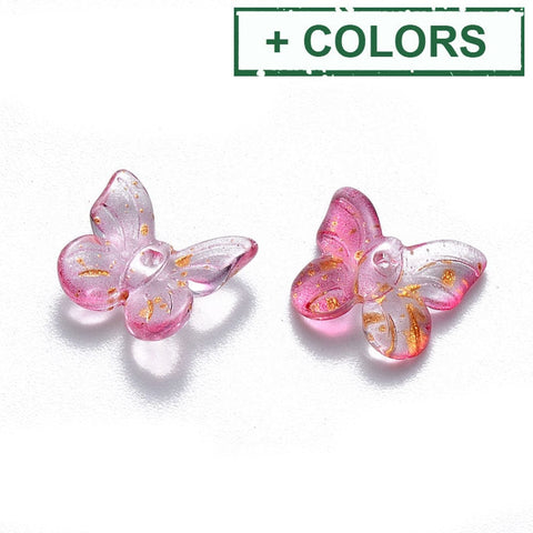 Two Tone Transparent Spray Painted Glass Butterfly, 9.5x11x3mm Two Tone Transparent Spray Painted Glass Butterfly, 9.5x11x3mm