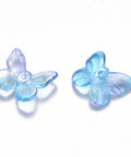 DODGER BLUE (2 TONE) Two Tone Transparent Spray Painted Glass Butterfly, 9.5x11x3mm Two Tone Transparent Spray Painted Glass Butterfly, 9.5x11x3mm
