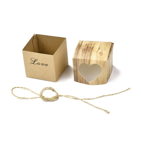 Valentine's Day Theme Paper Fold Gift Boxes, Square with Hollow out Heart & Word Love Valentine's Day Theme Paper Fold Gift Boxes, Square with Hollow out Heart & Word Love