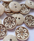 Vintage 2-Hole Coconut Buttons, 15mm Vintage 2-Hole Coconut Buttons, 15mm