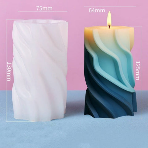 7.5x7.6x13cm Wavy Pillar Silicone Candle Mould – White Wavy Pillar Silicone Candle Mould | BalzarCrafts