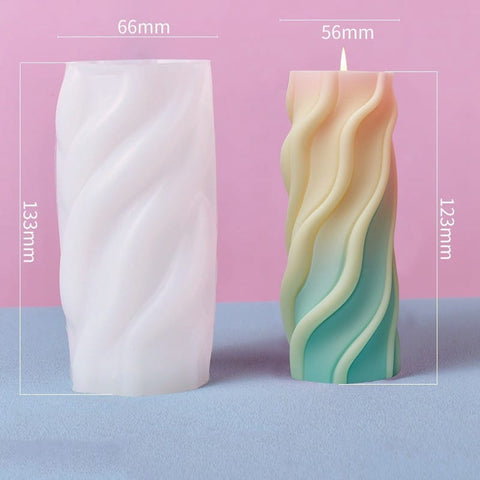 6.6x6.3x13.3cm Wavy Pillar Silicone Candle Mould – White Wavy Pillar Silicone Candle Mould | BalzarCrafts