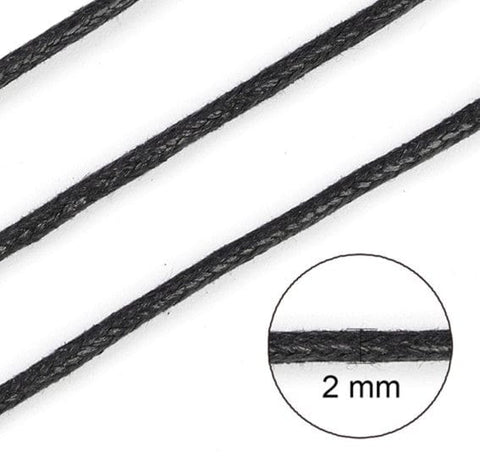 (WC8912-131) Chinese Waxed Cotton Cord, Black, 2mm (10 MTRS) (WC8912-131) Chinese Waxed Cotton Cord, Black, 2mm (10 MTRS)