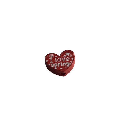 RED Wood Heart Slider with "I love spring" for March / Martis Bracelets Wood Heart Slider with "I love spring" for March / Martis Bracelets