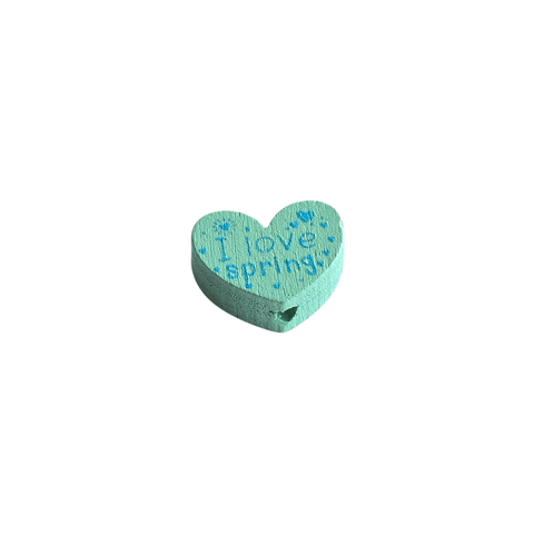 TURQUOISE Wood Heart Slider with "I love spring" for March / Martis Bracelets Wood Heart Slider with "I love spring" for March / Martis Bracelets