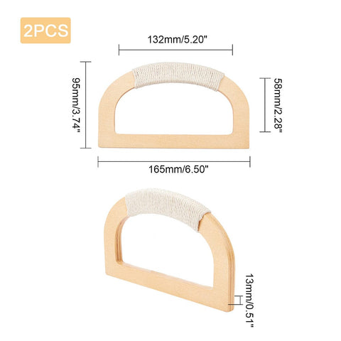 Wooden Bag Handles, D-Shape, 16.5cm Wooden Bag Handles, D-Shape, 16.5cm