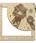 Wooden Square Frame Crochet Ruler, Knitting Needle Gauge Wooden Square Frame Crochet Ruler – Knitting Needle Gauge, Ostrich Design, 130mm