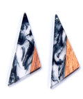 (WR8789-04) Resin & Walnut Wood Pendants, Two Tone, Triangle, Black, 66mm (2 PCS) (WR8789-04) Resin & Walnut Wood Pendants, Two Tone, Triangle, Black, 66mm (2 PCS)