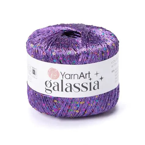 PURPLE SEQUIN YarnArt Galassia Yarn | Sparkly Fancy Knitting & Crochet Yarn, Super Fine / Lace Yarn Weight (Weight 0) YarnArt Galassia Yarn | Sparkly Fancy Knitting & Crochet Yarn, Super Fine / Lace Yarn Weight (Weight 0)