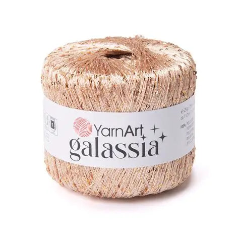 CHAMPAGNE SEQUIN YarnArt Galassia Yarn | Sparkly Fancy Knitting & Crochet Yarn, Super Fine / Lace Yarn Weight (Weight 0) YarnArt Galassia Yarn | Sparkly Fancy Knitting & Crochet Yarn, Super Fine / Lace Yarn Weight (Weight 0)