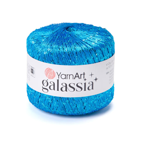 AQUA SEQUIN YarnArt Galassia Yarn | Sparkly Fancy Knitting & Crochet Yarn, Super Fine / Lace Yarn Weight (Weight 0) YarnArt Galassia Yarn | Sparkly Fancy Knitting & Crochet Yarn, Super Fine / Lace Yarn Weight (Weight 0)