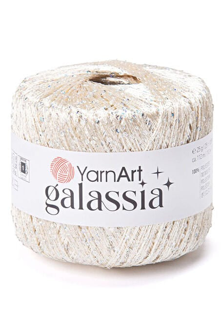 SOFT IVORY SEQUIN YarnArt Galassia Yarn | Sparkly Fancy Knitting & Crochet Yarn, Super Fine / Lace Yarn Weight (Weight 0) YarnArt Galassia Yarn | Sparkly Fancy Knitting & Crochet Yarn, Super Fine / Lace Yarn Weight (Weight 0)