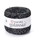 BRIGHT BLACK SEQUIN YarnArt Galassia Yarn | Sparkly Fancy Knitting & Crochet Yarn, Super Fine / Lace Yarn Weight (Weight 0) YarnArt Galassia Yarn | Sparkly Fancy Knitting & Crochet Yarn, Super Fine / Lace Yarn Weight (Weight 0)