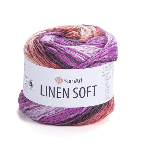 PURPLE MIX YarnArt Linen Soft Yarn – Cotton Linen Blend Knitting & Crochet Yarn - DK weight (Light #3) YarnArt Linen Soft Yarn – Cotton Linen Blend Knitting & Crochet Yarn - DK weight (Light #3)