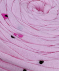 PINK WITH FLOWERS & HEARTS YarnArt Maccheroni Fabric Strip T-Shirt Yarn for Crochet & Knitting YarnArt Maccheroni Fabric Strip T-Shirt Yarn for Crochet & Knitting