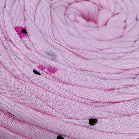 PINK WITH FLOWERS & HEARTS YarnArt Maccheroni Fabric Strip T-Shirt Yarn for Crochet & Knitting YarnArt Maccheroni Fabric Strip T-Shirt Yarn for Crochet & Knitting