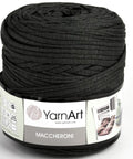 BLACK YarnArt Maccheroni Fabric Strip Yarn | T-Shirt Yarn for Crochet & Knitting YarnArt Maccheroni Fabric Strip Yarn | T-Shirt Yarn for Crochet & Knitting
