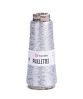 SILVER SEQIN YarnArt Paillettes Yarn 50g | Sequined Fancy Knitting Yarn, Super Fine/Lace Yarn Weight (Weight 0) YarnArt Paillettes Yarn 50g | Sequined Fancy Knitting Yarn, Super Fine/Lace Yarn Weight (Weight 0)