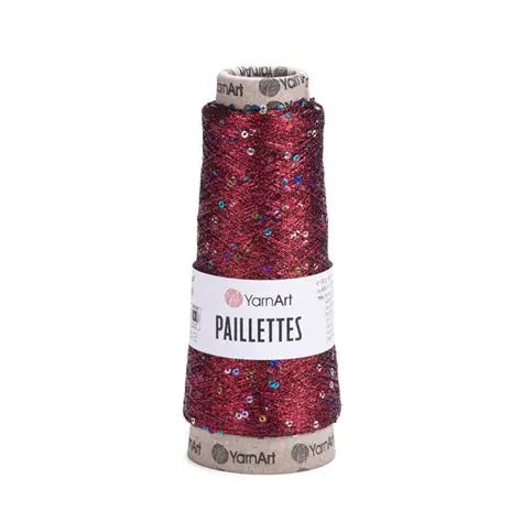 RUBY RED SEQUIN YarnArt Paillettes Yarn 50g | Sequined Fancy Knitting Yarn, Super Fine/Lace Yarn Weight (Weight 0) YarnArt Paillettes Yarn 50g | Sequined Fancy Knitting Yarn, Super Fine/Lace Yarn Weight (Weight 0)