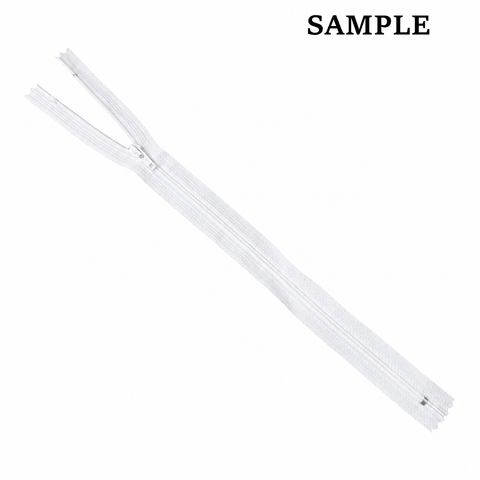 20cm WHITE YKK #3 Nylon Coil Closed-End Zipper with Standard Slider YKK #3 Nylon Coil Closed-End Zipper with Standard Slider