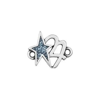 SILVER ANTIQUE - NAVY BLUE GLITTER Zamak New Year '27' Connector with Star – 12.5 × 15.8mm Zamak New Year '27' Connector with Star – 12.5 × 15.8mm
