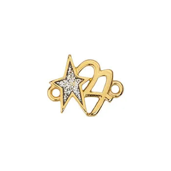 24K GOLD PLAYTED - SILVER GLITTER Zamak New Year '27' Connector with Star – 12.5 × 15.8mm Zamak New Year '27' Connector with Star – 12.5 × 15.8mm