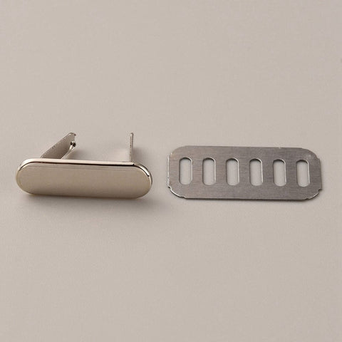 Zinc Alloy Bag Decorative Clasps – Oval Stamping Blank Tags with Iron Shim, Platinum Finish Zinc Alloy Bag Decorative Clasps – Oval Stamping Blank Tags with Iron Shim, Platinum Finish