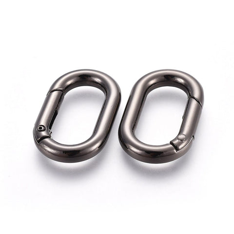 GUN METAL Zinc Alloy Key Clasps, Spring Gate Rings, Oval Rings, 34.5x21x5mm Zinc Alloy Key Clasps, Spring Gate Rings, Oval Rings, 34.5x21x5mm