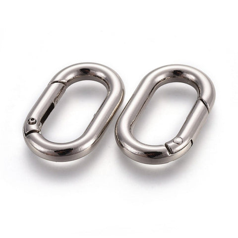 PLATINUM Zinc Alloy Key Clasps, Spring Gate Rings, Oval Rings, 34.5x21x5mm Zinc Alloy Key Clasps, Spring Gate Rings, Oval Rings, 34.5x21x5mm