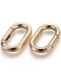 Zinc Alloy Key Clasps, Spring Gate Rings, Oval Rings, Light Gold, 34.5x21x5mm Zinc Alloy Key Clasps, Spring Gate Rings, Oval Rings, Light Gold, 34.5x21x5mm
