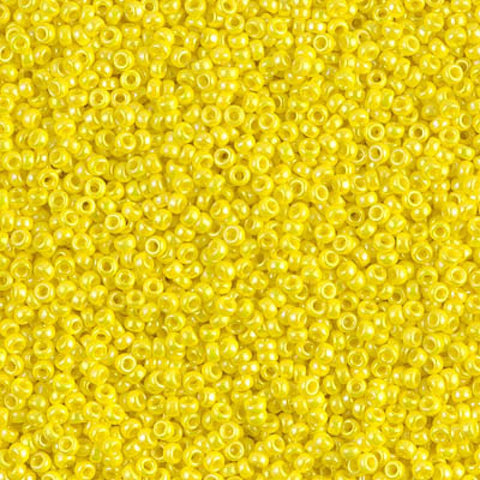 100g Miyuki Seed Beads 15/0 Opaque Yellow AB, Colour 0472 100g Miyuki Seed Beads 15/0 Opaque Yellow AB, Colour 0472