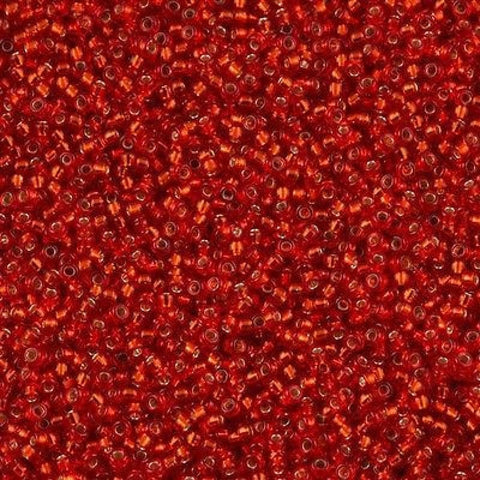 10g MIYUKI SEED BEADS 15/0 FLAME RED SILVER LINED 0010 SEED BEADS 15/0 FLAME RED SILVER LINED