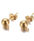 20pcs. 304 Stainless Steel Stud Earrings with Hoop, Golden, 9mm 20pcs. 304 Stainless Steel Stud Earrings with Hoop, Golden, 9mm
