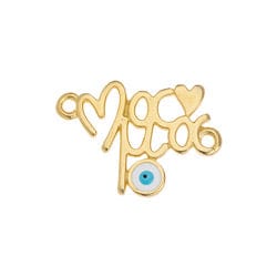 24KT. GD.PLATED (GQM8251-G) (GQM8251-X) Motif ''Μαμά'' with eye with 2 rings 21x15mm (2 PCS) (GQM8251-X) Motif ''Μαμά'' with eye with 2 rings 21x15mm (2 PCS)