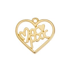 24KT GOLD PLATED (GQH8250-G) (GQH8250-X) Motif heart wireframe ''Μαμά'' pendant 20x19mm (2 PCS) (GQH8250-X) Motif heart wireframe ''Μαμά'' pendant 20x19mm (2 PCS)