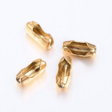 304 Stainless Steel Ball Chain Connectors, Golden Size: about 5.5mm long 304 Stainless Steel Ball Chain Connectors, Golden Size: about 5.5mm long, 2.5mm wide, hole: 1mm; 1.5mm inner diameter