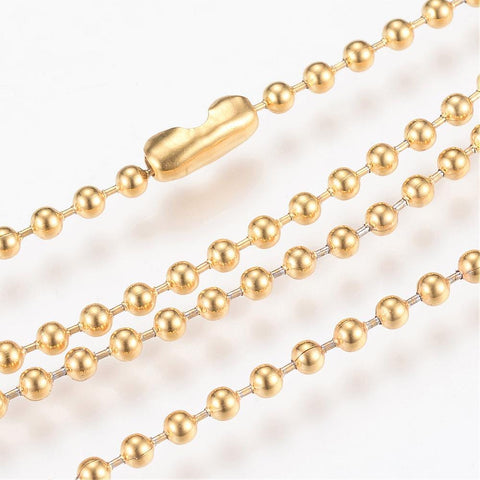 304 Stainless Steel Ball Chain Necklace Makings, Golden 304 Stainless Steel Ball Chain Necklace Makings, Golden Size: about 29.5"(75cm) long, 2.3mm thick.