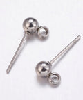 304 Stainless Steel Ball Stud Earrings Components,7MM long 304 Stainless Steel Ball Stud Earrings Components, Stainless Steel Color Size: about 7mm long, 4mm wide, hole: 2mm, pin: 0.8mm.