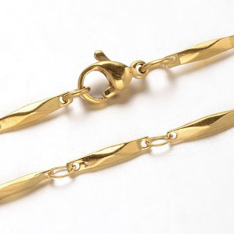 304 Stainless Steel Bar Link Chains Necklaces, Golden (43.7cm) 304 Stainless Steel Bar Link Chains Necklaces, Golden (43.7cm)