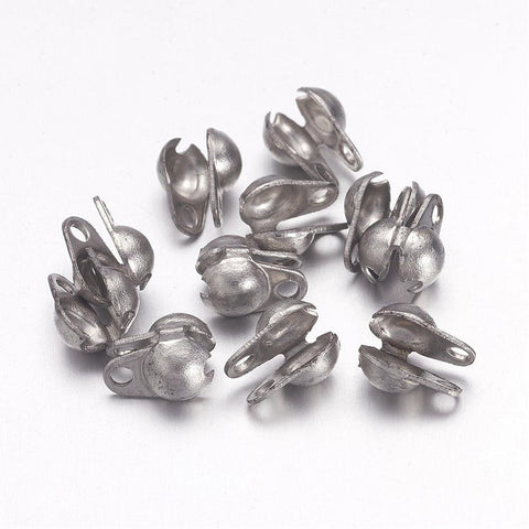 304 Stainless Steel Bead Tips, Calotte Ends, Clamshell Knot, 4x6mm 304 Stainless Steel Bead Tips, Calotte Ends, Clamshell Knot, 4x6mm