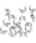 304 Stainless Steel Bead Tips Knot Covers, Stainless Steel Color 304 Stainless Steel Bead Tips Knot Covers, Stainless Steel Color
