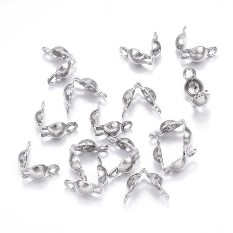 304 Stainless Steel Bead Tips Knot Covers, Stainless Steel Color 304 Stainless Steel Bead Tips Knot Covers, Stainless Steel Color