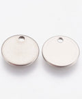 304 Stainless Steel Blank Stamping Tag Pendants, 10mm in diameter 304 Stainless Steel Blank Stamping Tag Pendants, Flat Round, Stainless Steel Color Size: about 10mm in diameter, 1mm thick, Hole: 1mm